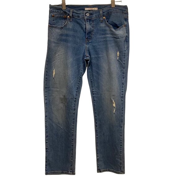 Levi’s Distressed Boyfriend Jeans In Medium Wash Size 28 - Picture 1 of 7